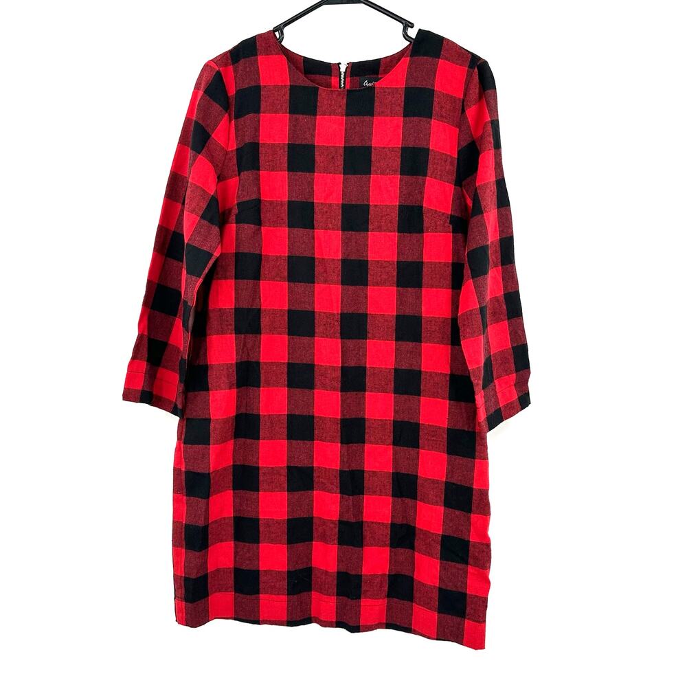 Charlie Paige Size S NWT Dress‎ Red and Black Plaid with Bracelet Sleeves Zipper